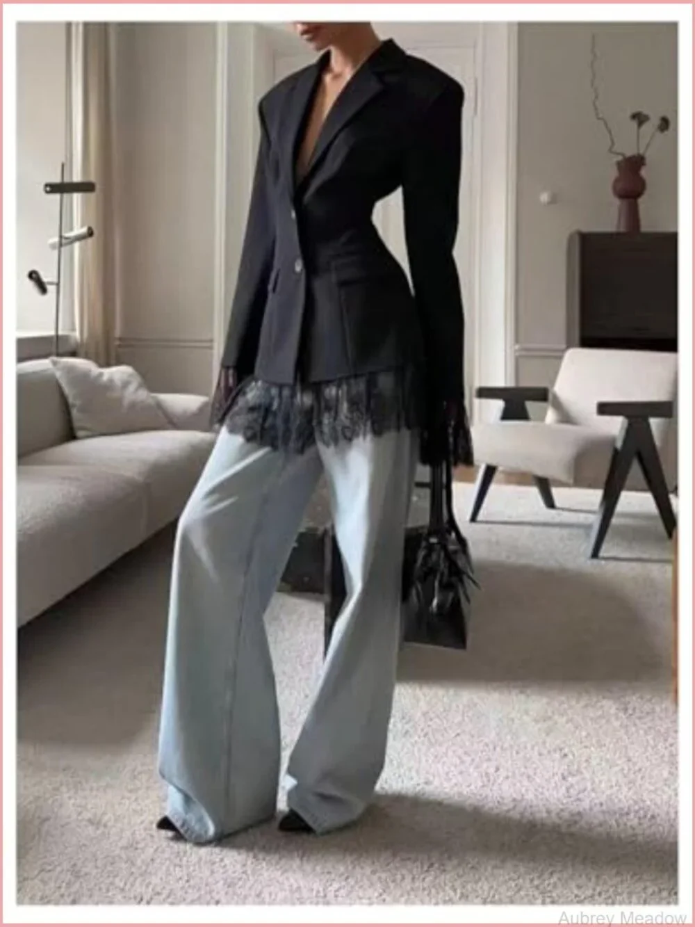 Women's Lace Blazer Jacket Long Sleeve Business Casual Office Work Outerwear